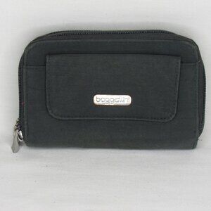 Baggallini Charcoal Black Gray Clutch Wristlet Organizer Wallet RFID
